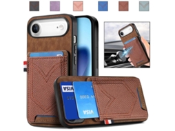 Capa Para Iphone 17 Air - Couro Com Textura De Jeans E Compartimentos Para Cartões