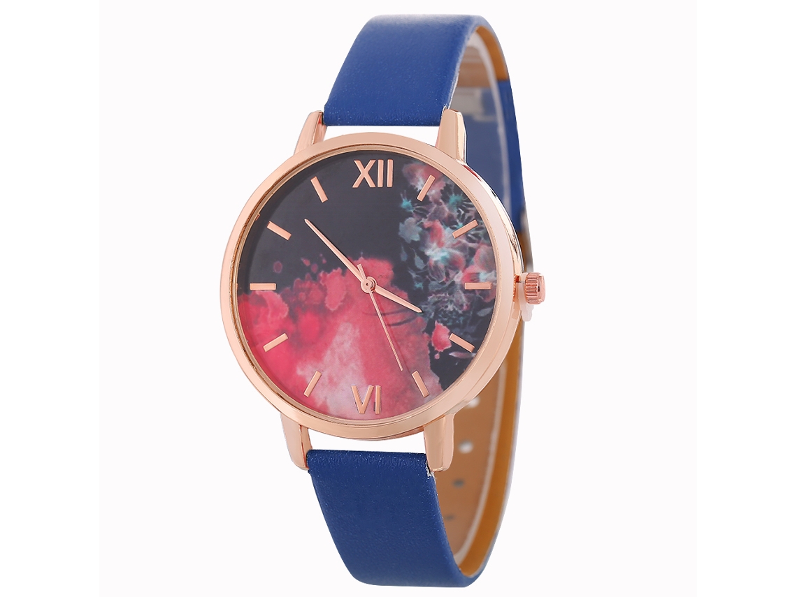 Relógio de Pulso Feminino Casual de Quartzo com Cinto de Couro Zlf0555 c (azul)