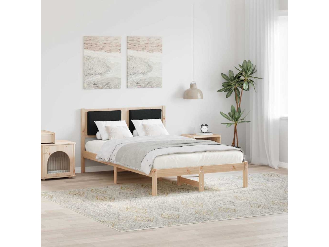 Vidaxl Estrutura Da Cama Preto 120 X 200 Cm Madeira De Pinheiro Sólida