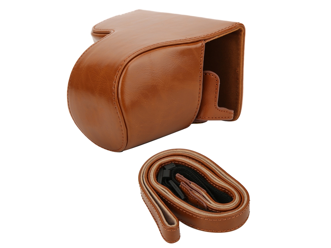 Pu Leather Camera Bag Package Removable Battery Case With Shoulder Strap For Sony A6400 Ilce A6400 LAXISCREED (brown )