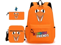 Conjunto 3 Mochilas Nylon Com Chaveiros, 43,2 Cm Impressão 3d Grande Capacidade Mochila Escolar Para Meninos
