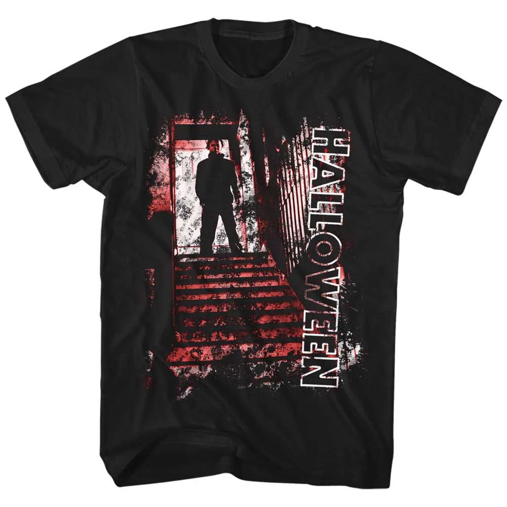 Unisex Adult T-shirt Rockinstone Halloween Stair Top Black Sizes