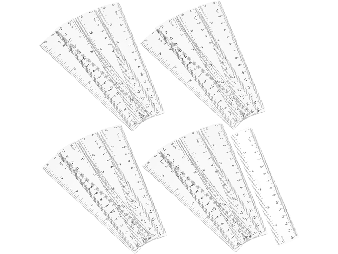 Réguas De Plástico Transparente De 15 Cm, Conjunto Portátil De 25