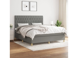 Cama Com Molas/colchão 180x200 Cm Tecido Cinzento-escuro
