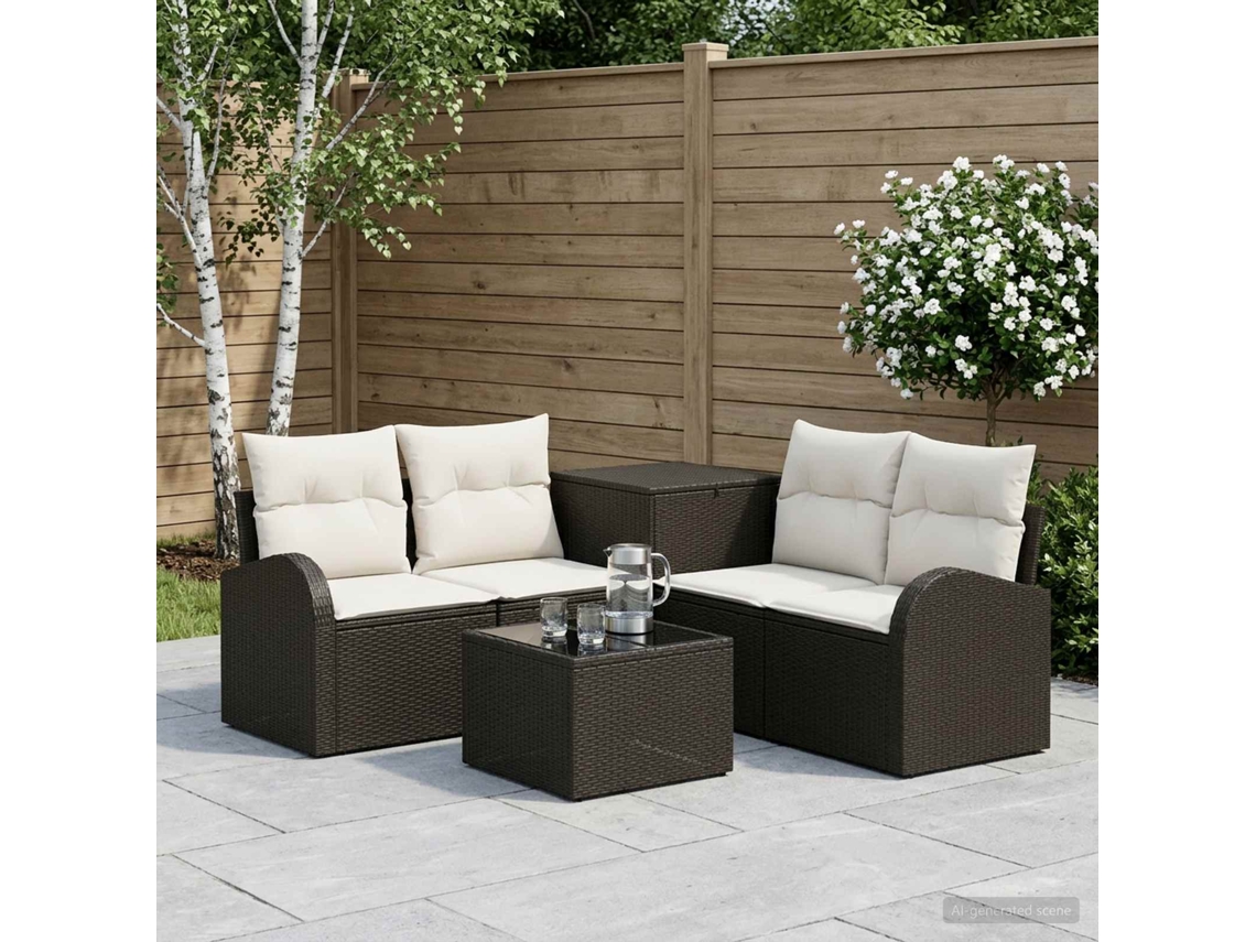 Vidaxl Conjunto De Sofás 6 Unid. Preto E Branco Creme