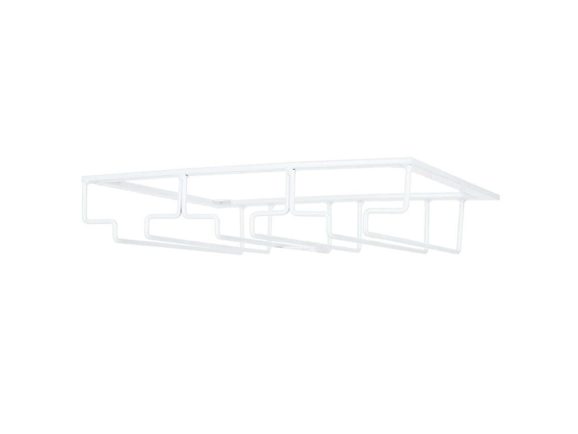 Suporte para Taças de Vinho Sob Armário Metal 30x22.5cm Branco