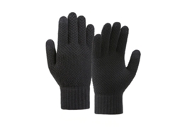 Luvas De Inverno Trançadas Para Telemóvel - Preto