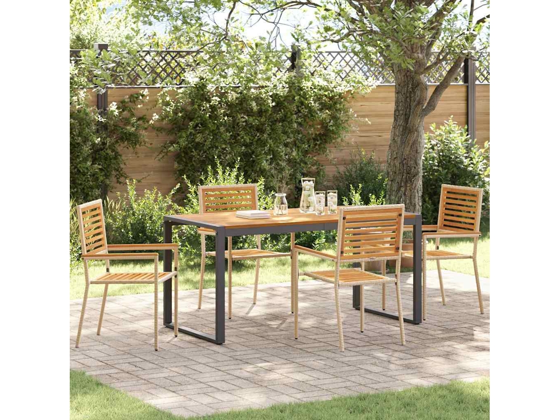 Vidaxl Conjunto De Jantar Para Jardim 5 Unid. Bege E Marrom Vime Pe