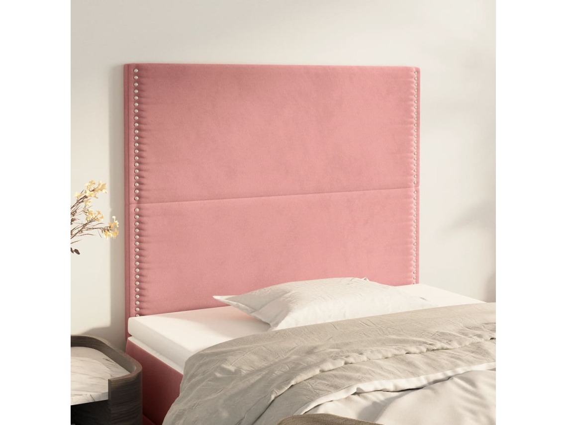 Vidaxl Cabeceira Rosa 90x5x118/128 Cm Veludo