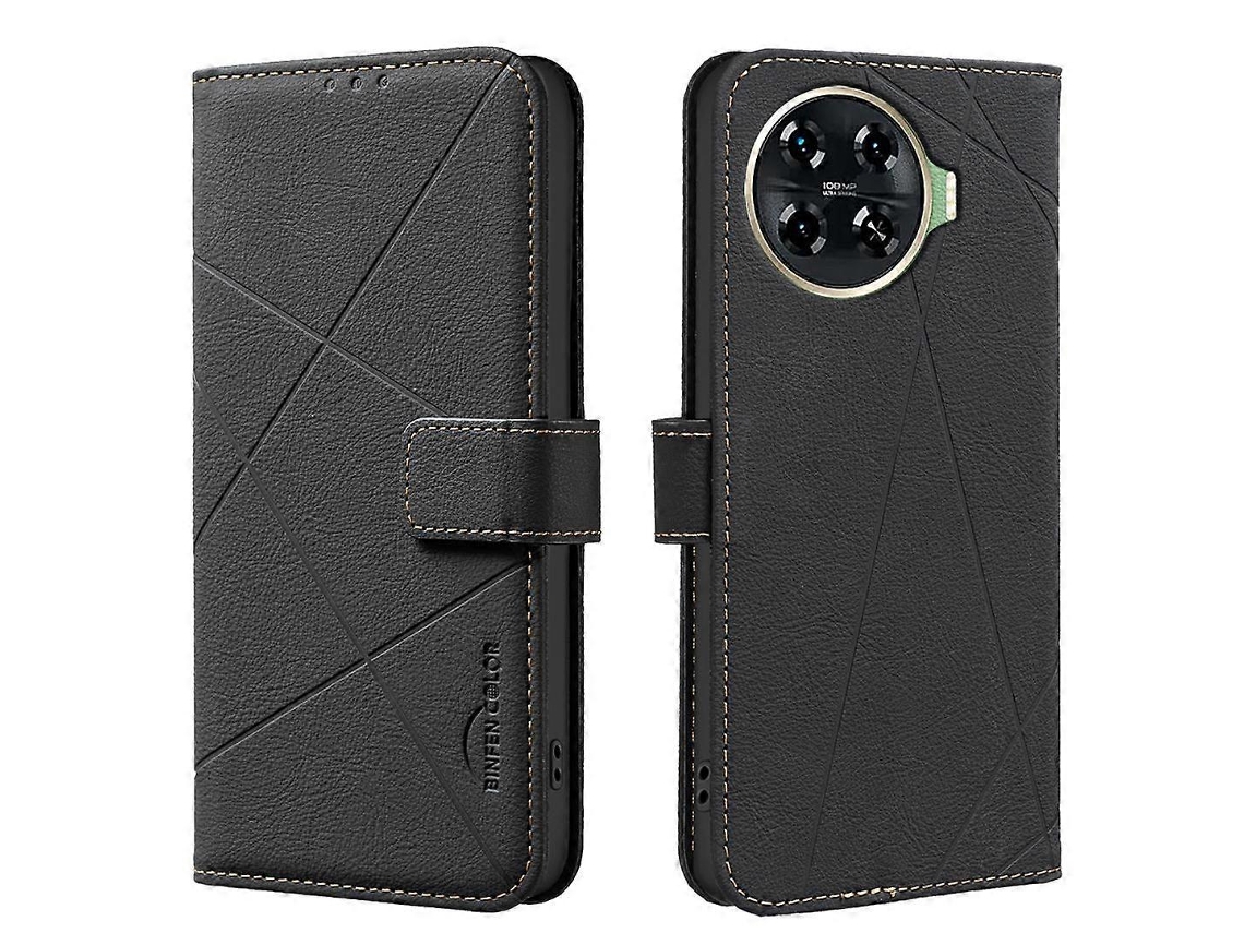 Capa De Couro Para Celular Com Padrão Geométrico Rfid