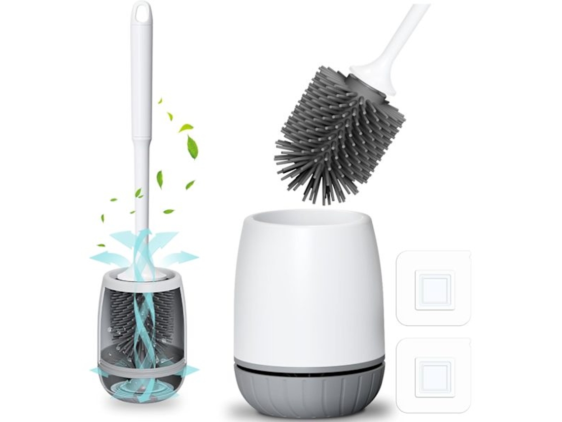 Escova sanitária de silicone com suporte de secagem rápida e base à prova de vazamentos | AQUAFORGE