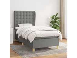 Cama Com Molas/colchão 100x200 Cm Tecido Cinza-escuro