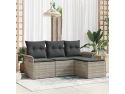 Vidaxl Conjunto De Sofás Com Almofada 4 Pcs Cinzeto Vime Pe