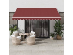 Vidaxl Toldo Retrátil Manual Com Luz Led 400x350 Cm Bordô