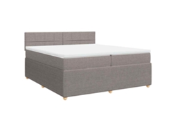 Cama com Molas/Colchão 200x200 Cm em Tecido Castanho Acinzentado MAISON EXCLUSIVE