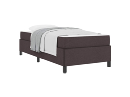 Cama De Solteiro | Camas Para Quarto | Cama Box Marrom Escuro 100 X 200 Cm Tecido