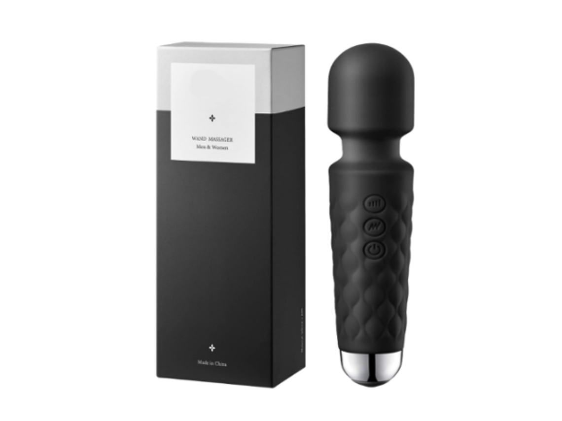 Poderoso Massageador De Varinha Com 8 Velocidades 20 Modos De Vibração Portátil Recarregável Usb Sem Fio (preto)