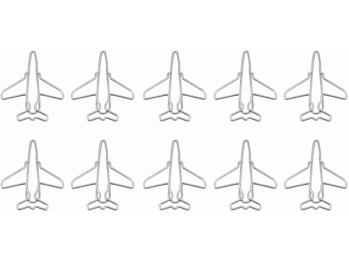 Clipes De Papel Em Formato Avião Yuyte 10 Unidades – Marcadores Página Exclusivos Aço Inoxidável Para Organização