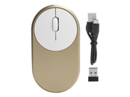 Mouse Sem Fio Carregável Bluetooth, Óptico, USB, 2.4GHz, Dourado