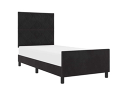 Cama De Solteiro | Camas Para Quarto | Cama Box Com Cabeceira Preto 100 X 200 Cm Veludo