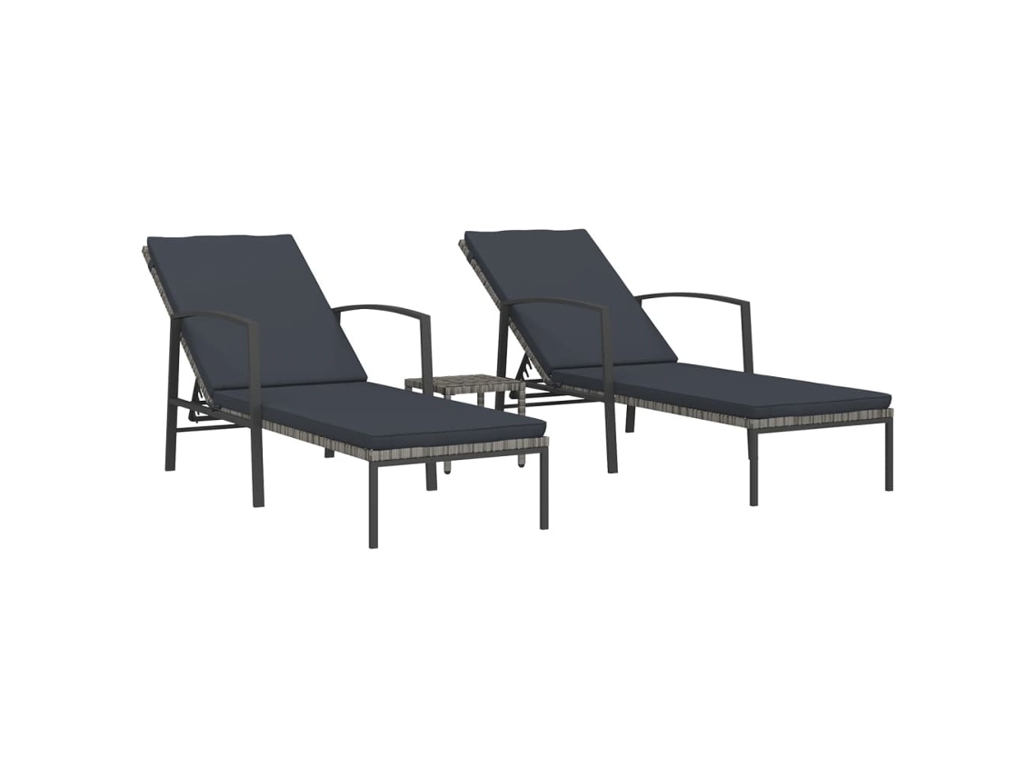 Maison Exclusive - Espreguiçadeiras Com Mesa 2 Pcs Vime Pe Cinzento