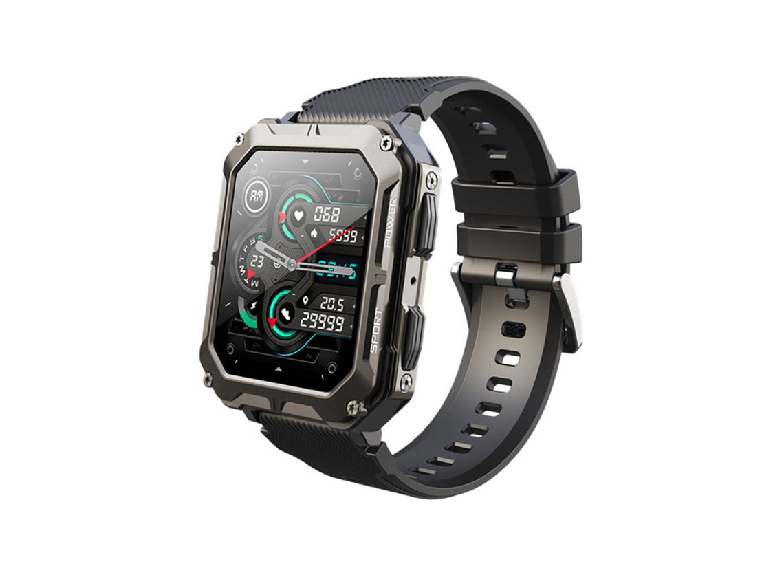 Smartwatch YIZHOOD Te636 Ip68 À Prova de Água Rastreador de Fitness Tático de 1.83Inch para Android Preto