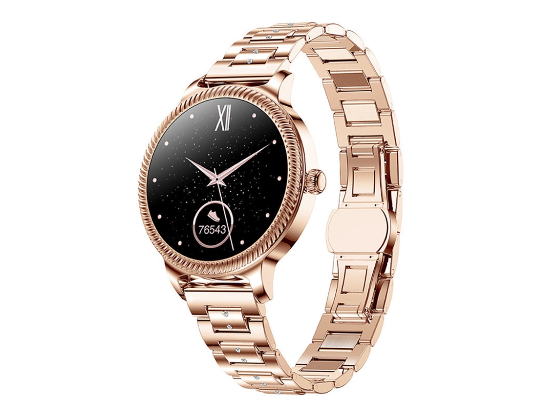Smartwatch YIZHOOD Te759 Pulseira Feminina Inteigente com Toque de 1.09Inch Ip68 À Prova de Água Ouro