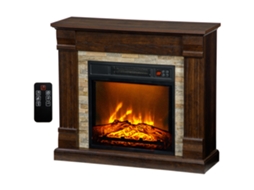 Lareira Elétrica, Lareira Decorativa Efeito de Chama 1800w, Brilho e Temperatura Ajustáveis, 80x21, 6x67,8cm, Marrom