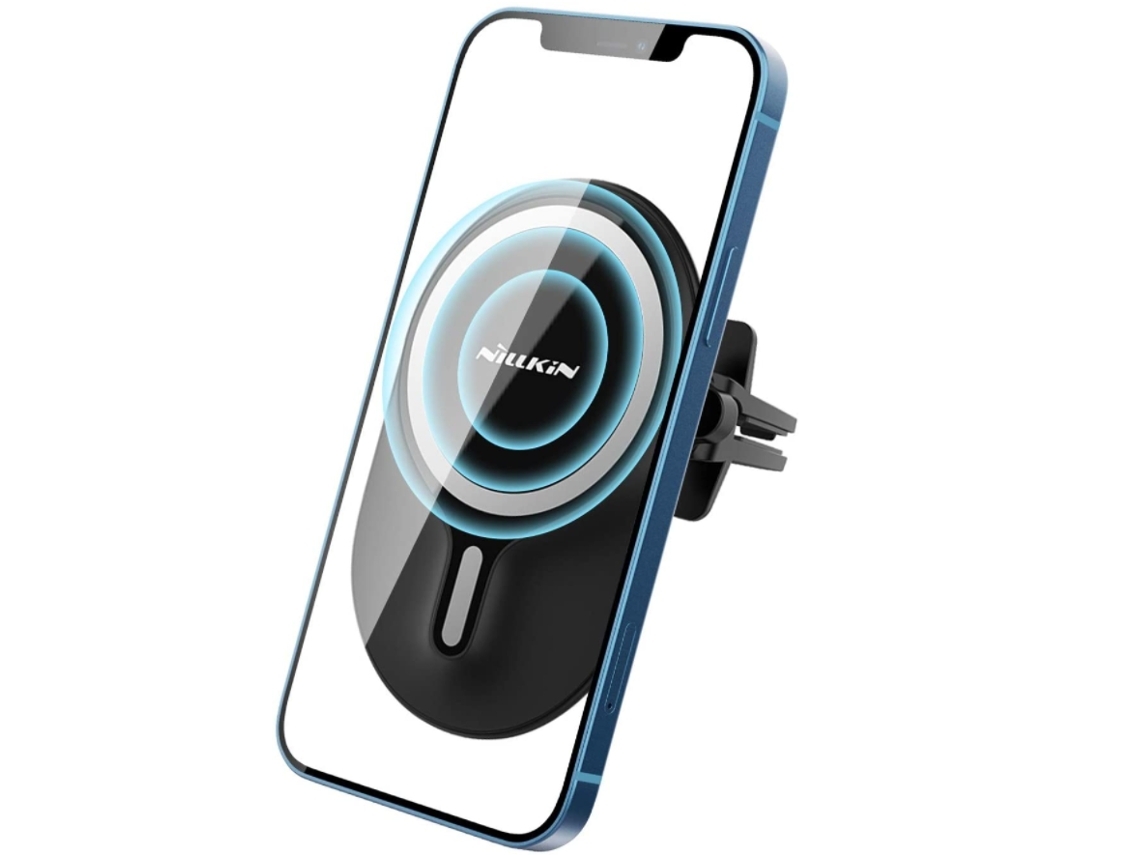 Carregador Carro Sem Qi Air Vent Dashboard para iPhone 12 Mini/12 Pro Max/12 Pro/12 YIZHOOD Magnética Preto