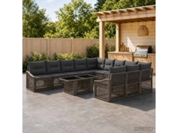 Vidaxl Conjunto De Sofá De Jardim 12 Unid. Cinza E Cinza Escuro