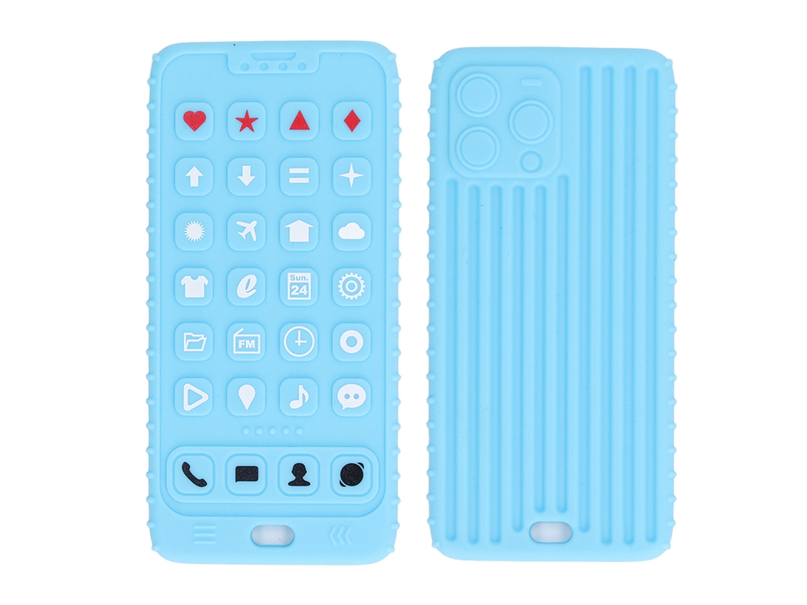 Mali chupeta em Forma de Telefone Silicone Macio Brinquedo Sensorial Bebê Skyblue