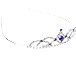 Coroa de casamento elegante com cristais e liga metálica azul-clara, decoração.