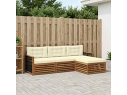 Vidaxl Conjunto De Sofás Para Exterior Com Almofada Natural E Creme