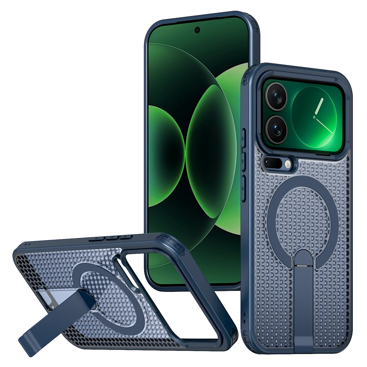 Capa Protetora Magnética Com Suporte De Resfriamento Em Formato De Colmeia (azul Redmi Note 13r), Material Rígido.