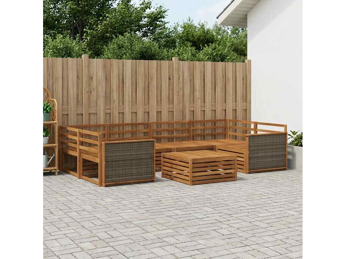 Vidaxl Conjunto De Sofás Para Exterior 7 Unid. Natural