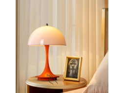 Luminária De Mesa Sem Fio Em Formato Cogumelo Laranja, Com Led Recarregável Por Toque E Intensidade Ajustável, Cúpula De