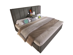 Cama estofada DELCOND de 16x2cm, com armazenamento, led, cabeceira dobrável