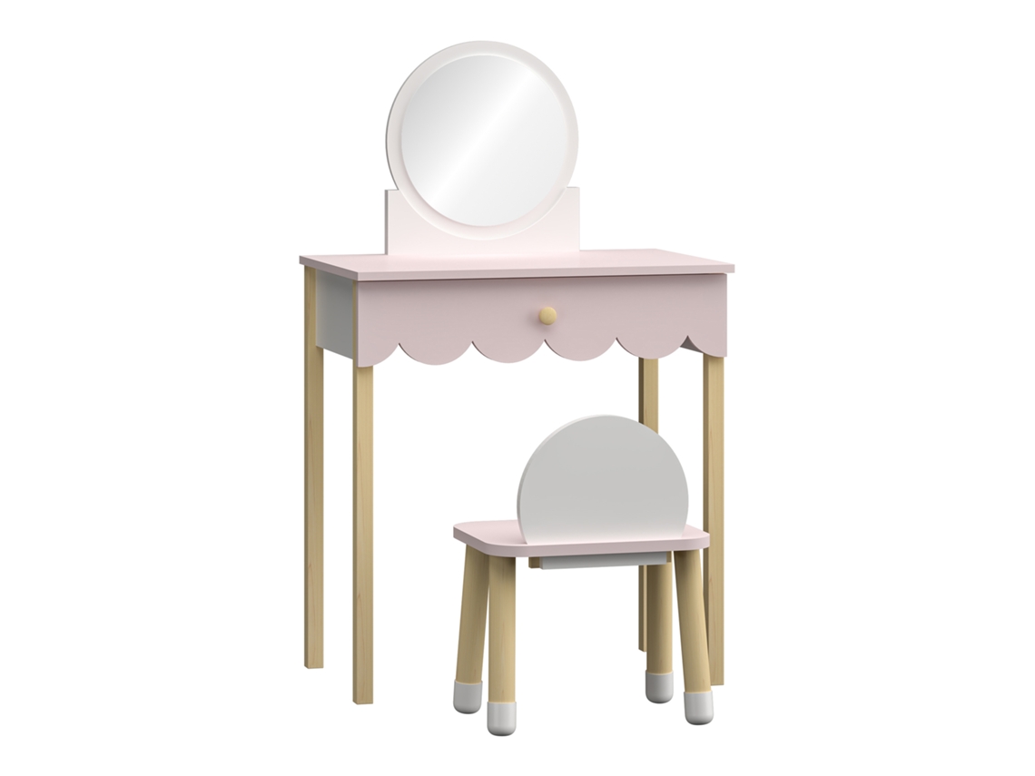 Mesa De Maquiagem Para Crianças Com Cadeira Vestnes Cotton Candy/branco [EN.CASA]