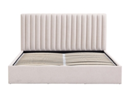 Cama Com Cofre Saraneli VENTE-UNIQUE.PT Bege 160 X 200 Cm - Sem Colchão - Com Estrado