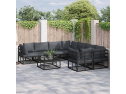 Vidaxl Conjunto De Sofá De Jardim 9 Unid. Preto Aço