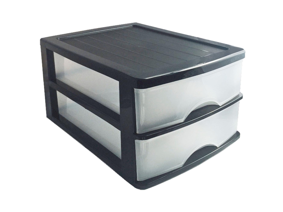 Bloco De Gavetas De Mesa Fabricado Na Espanha 2 Gavetas Transparentes Torre De Armazenamento, Armário, Banheiro, Escritório 18 X 27 X 35,5 Cm Acan