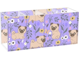 Estojo de Lápis em Acrílico Transparente Frodotgv para Quarto, Material Escolar, Organizador Penteadeira, Pug,