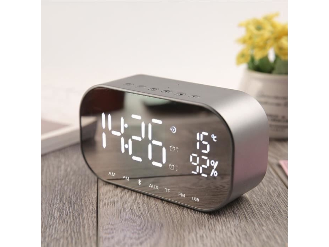 Alto-falante Bluetooth Despertador Desktop Áudio Termômetro Rádio FM Mãos Livres Chamada MOONMINI