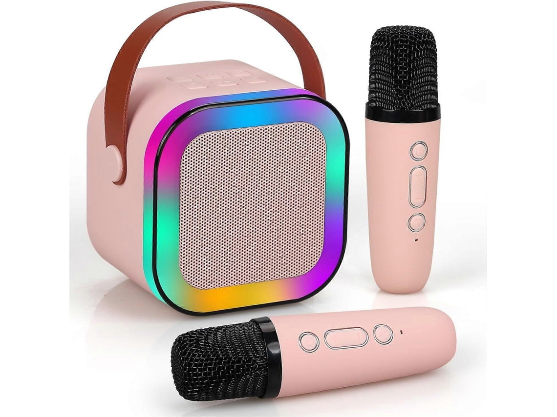Mini Máquina De Karaokê Para Crianças E Adultos, Caixa De Som Bluetooth Portátil Com 2 Microfones Sem Fio, Rosa. Aquaforge