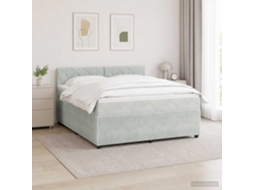 Vidaxl Cama Box Spring Com Colchão Cinzento-claro 140 X 190 Cm Veludo