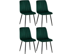 Conjunto de 4 cadeiras Dijon verde/veludo CLP