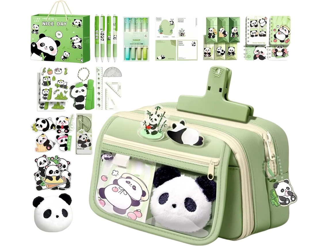Conjunto De Material Escolar Infantil – Panda Estojo Para Lápis Crianças, Sala Aula, Meninos E