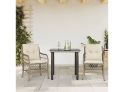 Vidaxl 3 Pcs Conjunto Bistrô Com Almofadões Vime Pe Bege