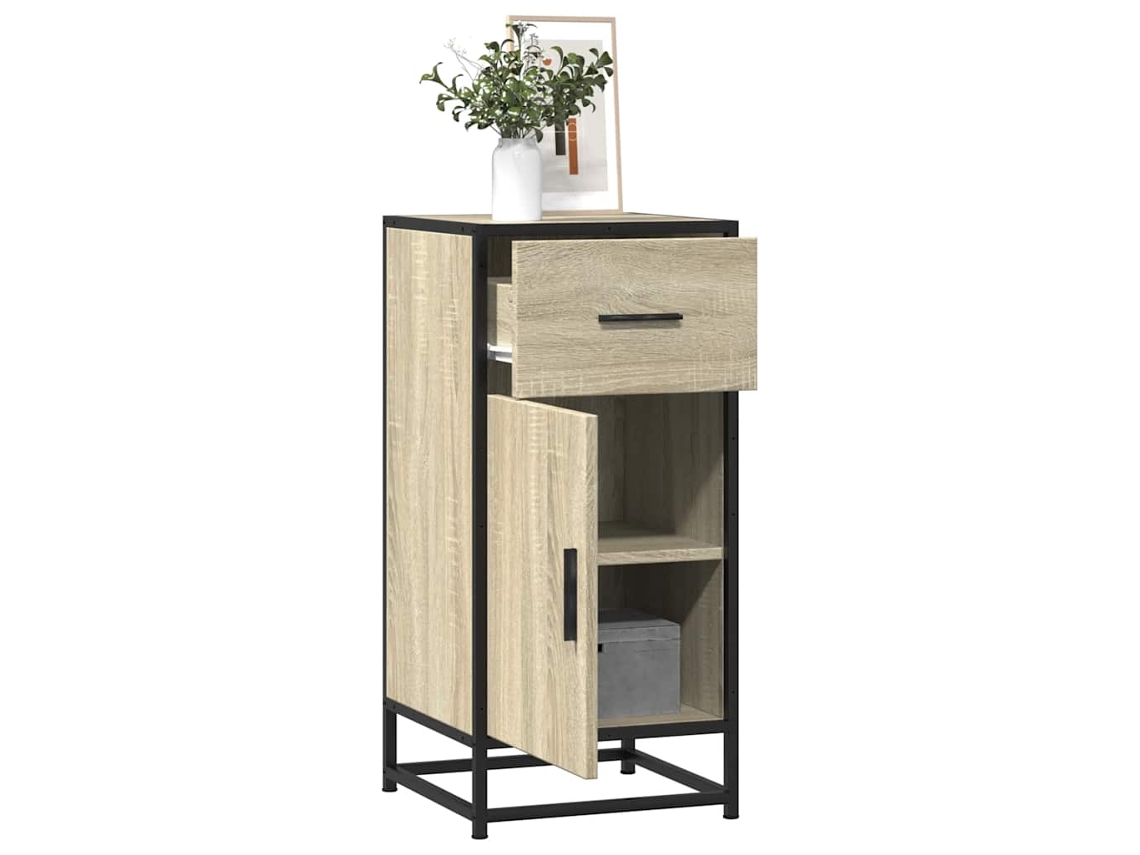 Vidaxl Aparador 35,5x35x76 Cm Deriv. De Madeira/metal Carvalho Sonoma