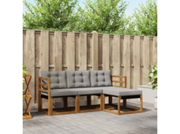 Vidaxl Conjunto De Sofás Para Exterior 4 Unid. Cinza Natural E Claro